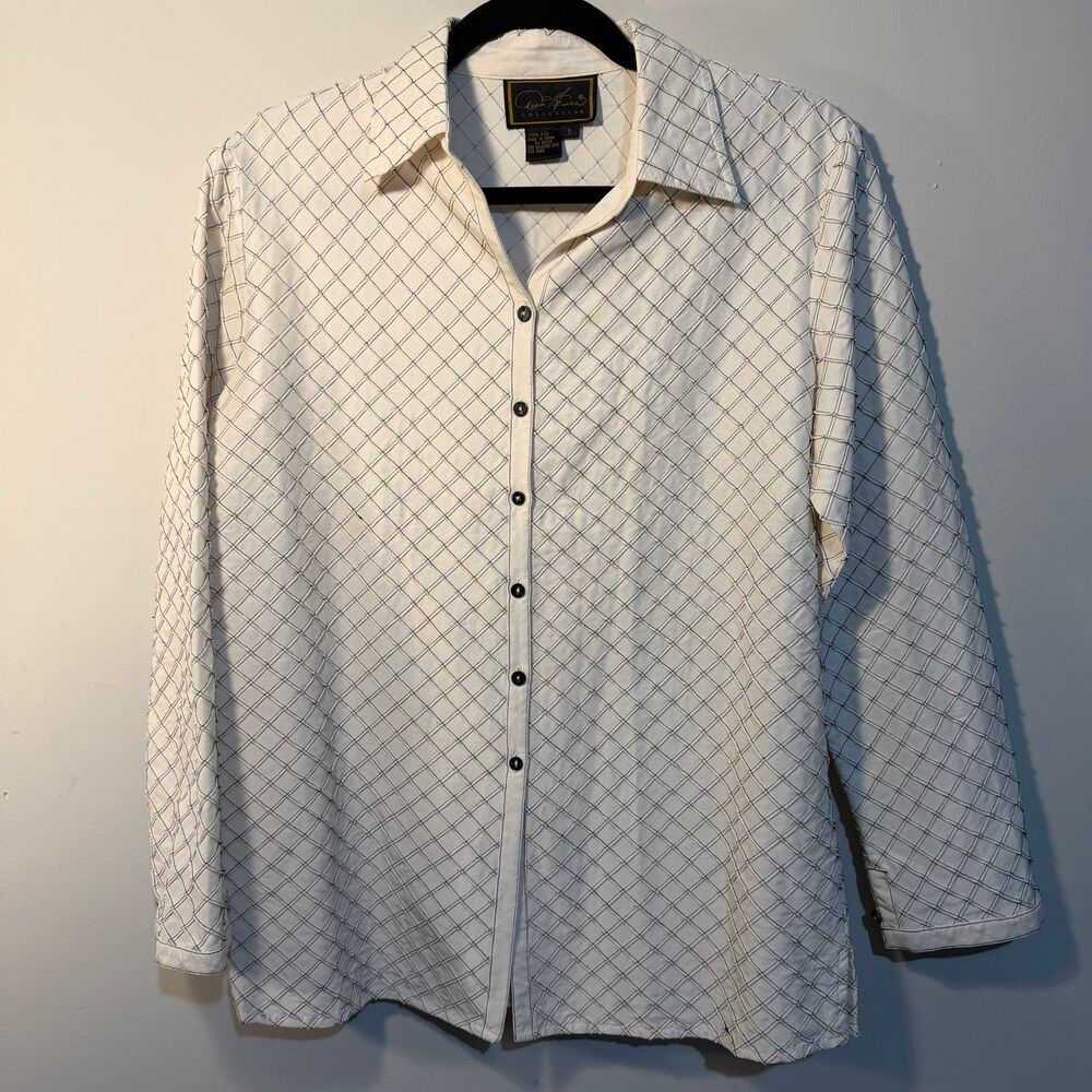DIANE GILMAN Jacket Women Sz S 100% Silk vintage button down